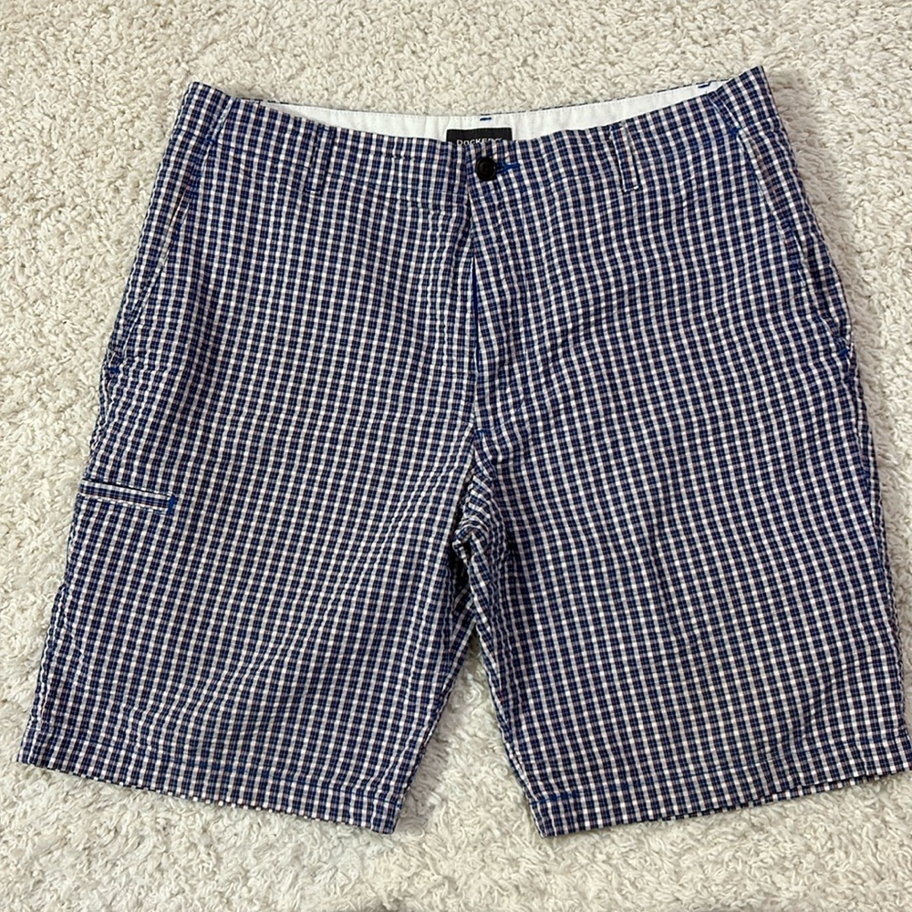 DOCKERS 34 Red, white, and blue seer sucker shorts